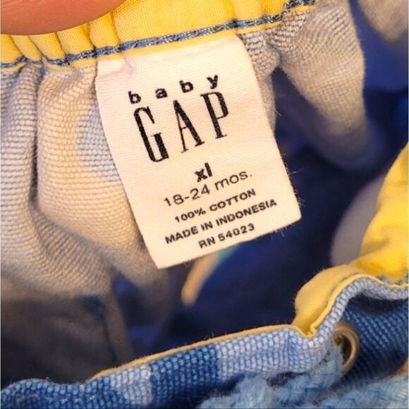 Vintage Gap Kids 2002 Blue Hibiscus Print 100% Cotton Shorts Size 18-24 Months - Picture 3 of 5
